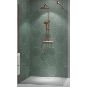 Ben Vivid Douchewand - 120x200 cm - Geborsteld Koper Helder Glas - Inloopdouche