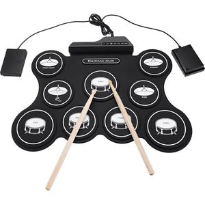 Hizek Elektrisch Drumstel - Elektronisch Drumset - Digitaal Drumstel - 9 Drumpads -Beginnersdrum E-drum - met Drumstokken en Voetpedalen - voor Volwassenen Kinderen Beginners - beste cadeaus -zwart