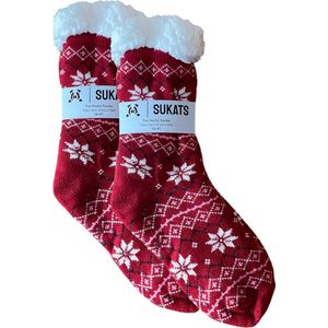 Sukats® Huissokken - Homesocks - Maat 36-41 - Dames Huissokken - Antislip Sokken - Fluffy Sokken - Slofsokken - Variant 22 - Meerdere Maten en Varianten - Verwarmde Sokken
