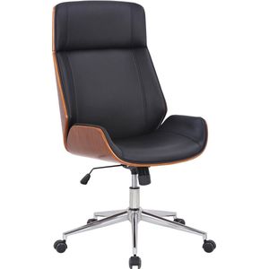 Bureaustoel - Kantoorstoel - Design - In hoogte verstelbaar - Hout - Zwart/donkerbruin - 66x58x118 cm
