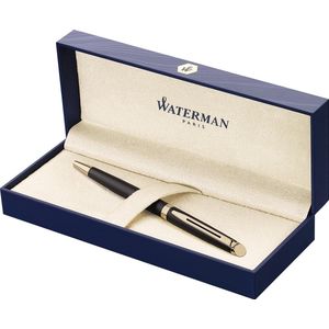 Waterman Hémisphère-balpen | Matzwart met 23-karaats gouden afwerking | Medium punt | Blauwe inkt | Geschenkverpakking