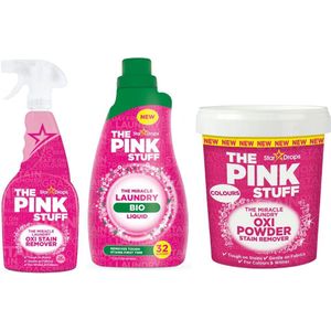 Combinatieset: The Pink Stuff - Biologische Wasgel + Vlekverwijderaar voor gekleurde- en witte was + Vlekverwijderaar Spray