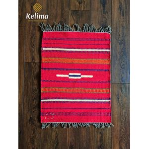 Handgemaakt Kelim vloerkleed 60 cm x 80 cm - Bedouin Wol tapijt Kilim Uit Egypte - Handgeweven Loper tapijt - Keukenmat - Tafelkleed