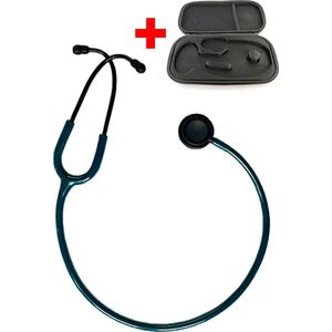 Hospitrix Stethoscoop Professional Line Stealth Edition Midnight Green + Premium Opberghoes - Dubbelzijdig - Medisch - Roestvrij Stalen