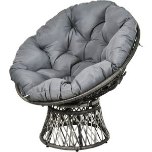 Outsunny Papasan fauteuil met bekleding rieten fauteuil 360 graden rotan grijs 867-021