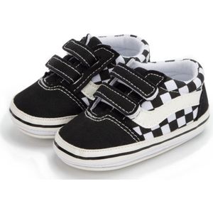 Babysneakers - Baby schoentjes - klittenband - Schoenmaat 19-20 – 6-12 maanden (12cm) - zwart/wit