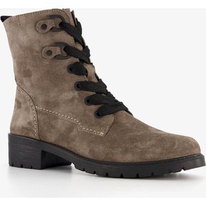 Hush Puppies suede dames veterboots taupe - Bruin - Echt leer - Uitneembare zool - Maat 42