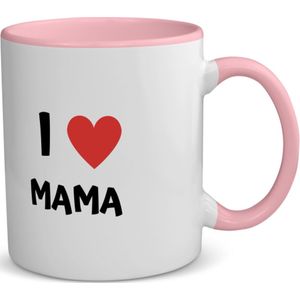 Akyol - i love mama koffiemok - theemok - roze - Moeder - de liefste mama - moeder cadeautjes - moederdag - verjaardag - geschenk - kado - 350 ML inhoud