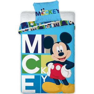 Disney Mickey Mouse Dekbedovertrek Blocks - Eenpersoons - 140  x 200 cm - Polyester