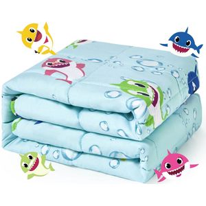 Sivio-Verzwaringsdeken Kind 2,3kg - 90 x 120cm - Zwaartedeken - Weighted Blanket - Flanel Verzwaarde Deken - Oeko Tex Keurmerk-Kind Beter slapen-Groene Haai