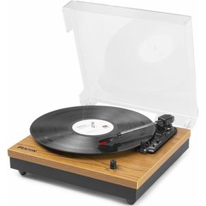 Platenspeler met Bluetooth, Ingebouwde Speakers en Auto Stop Functie - Geschikt voor Vinyl Platen - Licht Hout