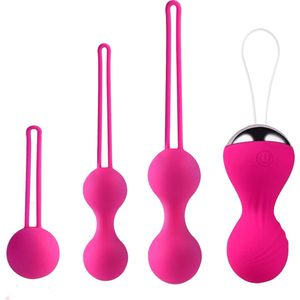 4 Stuks Kegelballen - Vrouwen Bekkenbodem Oefening - Strakker Blas Controle - Oplaadbare Oefenbal - Roze Rood