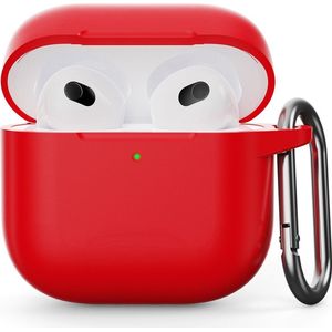 Coverup Hoesje - Geschikt voor AirPods 4 Hoesje - Coverup Siliconen AirPods Case met Sleutelhanger - Rood