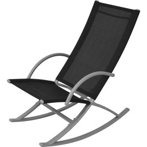 vidaXL Tuinschommelstoelen - Staal en Textileen - Zwart Schommelstoel - Tuinset - Buistuinmeubel - Lounge Stoel - Relaxstoel