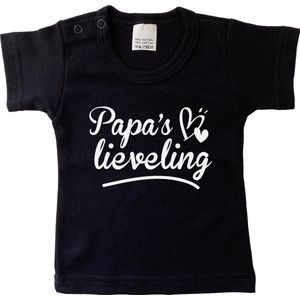 Kinder - t-shirt - Papa's lieveling - maat: 74 - kleur: zwart - 1 stuks - papa - vader - kinderkleding - shirt - baby kleding - kinderkleding jongens - kinderkleding meisjes