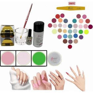 Guardian Beauty Acrylpoeder Set - 3 Kleuren - 27g - Flamingo Roze, Transparant en Limegroen - Met Accessoires