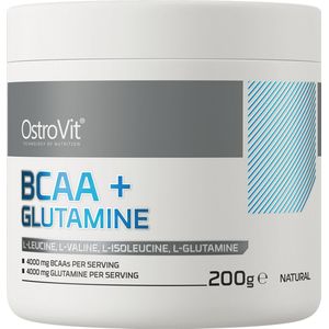 OstroVit BCAA + Glutamine - 200 g - 100% Natural Eenvoudige, pure samenstelling – zonder onnodige toevoegingen! - Deze krachtige combinatie biedt BCAA (L-leucine, L-isoleucine en L-valine) en L-glutamine