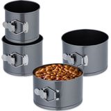 Relaxdays springvormen - set van 4 - 12 / 14 / 16 / 18 cm - taart bakvorm - hoog - rond