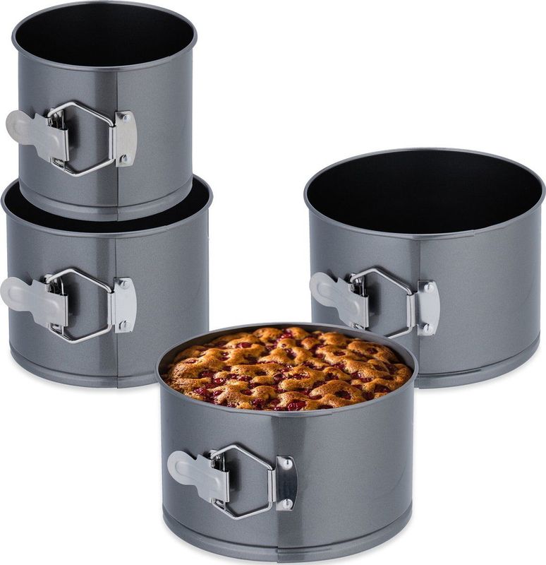 Relaxdays springvormen - set van 4 - 12 / 14 / 16 / 18 cm - taart bakvorm - hoog - rond