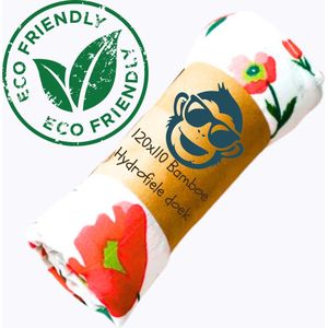 Triplepack 3x BoefieBoef Roos Rood Grote XL Hydrofiele Doek Baby - Duurzaam Eco Bamboe | Swaddle, Inbakerdoek, Hydrofiele Luier & Babydeken - Wit