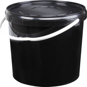 Emmer met deksel - 10 liter - rond - zwart