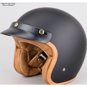 Mat Zwarte Jethelm - Nox N243 Stijlvolle Retro Helm met ECE 22.06 Keuring - Scooterhelm - Jethelm met Comfort voering - Motorhelm - Fatbike Helm - Speed Pedelec Helm - XL (60 cm)