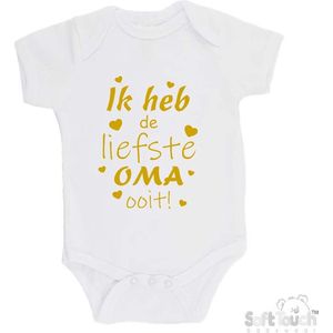 100% katoenen Romper ""Ik heb de liefste Oma ooit!"" Moederdag Jongens Katoen Wit/goud shiny Maat 62/68