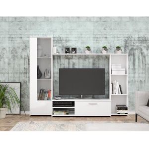 PILVI tv-meubel - Mat wit - L 220,4 x D41,3 x H177,5 cm