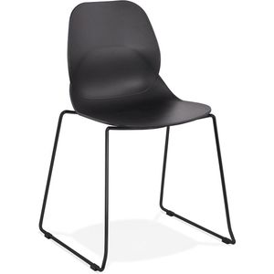 Alterego Zwarte design stoel 'NUMERIK' met poten van zwart metaal