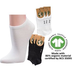 Bundelvoordeel 18 paar | Naadloze biologische dames sneakersokken 35-38 | wit