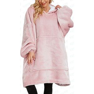Cuddle Hoodie - Fleece plaid - Cadeau voor vrouw - Moederdag - Moederdag geschenk - moederdag cadeautje - Snuggie - Plaid met mouwen - Hoodie deken - Babyroze - Huggle hoodie - lekker zacht en dikke stof