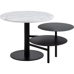 Salontafel Rond Ø60cm - Marmer Zwart/Wit - Estelle - Giga Living