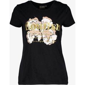 TwoDay dames T-shirt met bloem opdruk - Zwart - Maat L