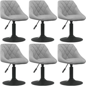 The Living Store Draaibare Eetkamerstoelen - Fluweel - Lichtgrijs - 46x44x(62.5-77.5)cm - Set van 6