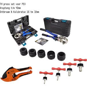 Complete Waterleiding Gereedschap Set inclusief TH-Press/42mm Kniptang/16-32mm Kalibrator & ontbramer / Henco / geberit & meer | Meerlagen buis | pex | meerlagenbuis |