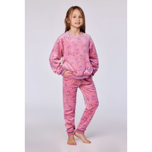 Woody pyjama meisjes - kat - roze - 252-10-YPE-V/951 - maat 92
