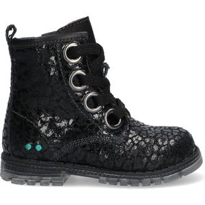 BunniesJR Tosca Trots Meisjes Biker Boots - Zwart/Print - Leer - Veters