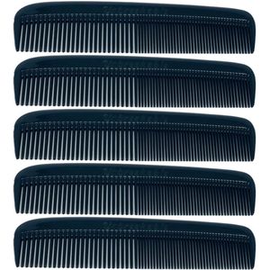 (5-pack) Pocketkam Zwart, Onbreekbaar, Ronde tanden, Delicate Pocketbaard en Snorrenkam voor Mannenhaar | Bakkebaarden, Reisvriendelijk, Symmetrisch.
