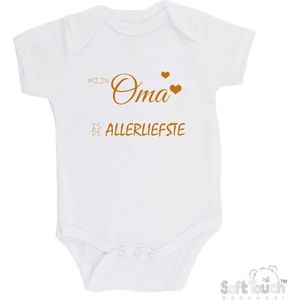 100% katoenen Romper ""Mijn oma is de allerliefste"" Unisex Katoen Wit/tan Maat 68/74
