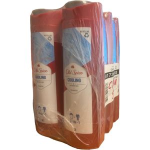 Voordeelpak 6 x Old Spice Showergel + Shampoo 2in1 - Cooling 400 ml