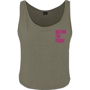 Mister Tee - Ladies Waiting For Friday Box Tank olive Mouwloze top - XS - Olijfgroen