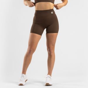 ZEUZ Korte Sport Legging Dames High Waist - Sportkleding & Sportlegging Squat Proof - Fitness & Crossfit - Hardloopbroek, Yoga Broek - 62% Recycled Nylon & 38% Elastaan - Bruin - Maat S