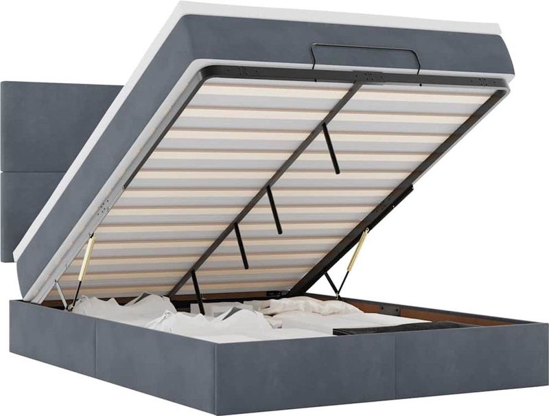 vidaXL - Ottoman - bed - met - matrassen - en - LED's - 140x200cm - fluweel