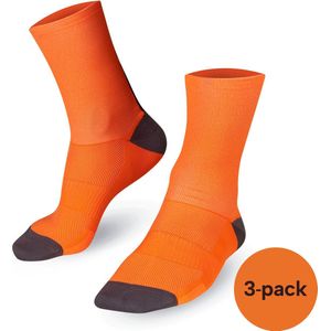 BIORACER Klassieke Fietssokken Multipack - Unisex Wielrensokken voor Optimaal Comfort - Oranje - Maat 45-47 - 3 Stuks