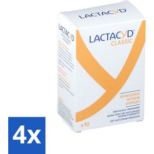 Lactacyd Classic - Intieme Doekjes - Reinigend - Met Natuurlijk Melkzuur - 10 Doekjes - Voordeelverpakking - 4 stuks