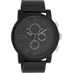OOZOO Timepieces - Zwarte OOZOO horloge met zwarte metalen mesh armband - C11214