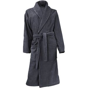 LINNICK Wafel Badjas - Badjas Velours Katoen - maat S - Dark Grey - Badjas Dames - Badjas Heren