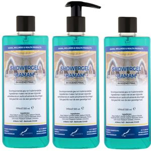 Douchegel Hamam 500 ml - set van 3 stuks - met gratis pomp - Showergel