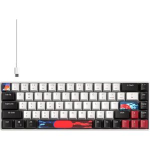 65% Mechanisch Gaming Toetsenbord - 68 Toetsen met Lineaire Schakelaars, LED-Achtergrondverlichting, Compact Ergonomisch Toetsenbord voor PS5/PS4/Xbox - Zwart/Wit