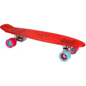 Nijdam Kunststof Skateboard 22.5"" - Transparant - Transparant/Rood/Lichtblauw